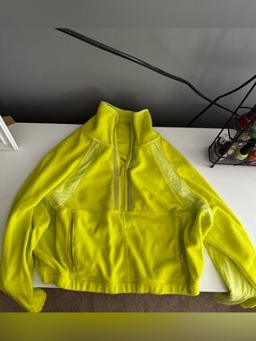 Free People Neon Yellow Half-Zip Fleece Pullover